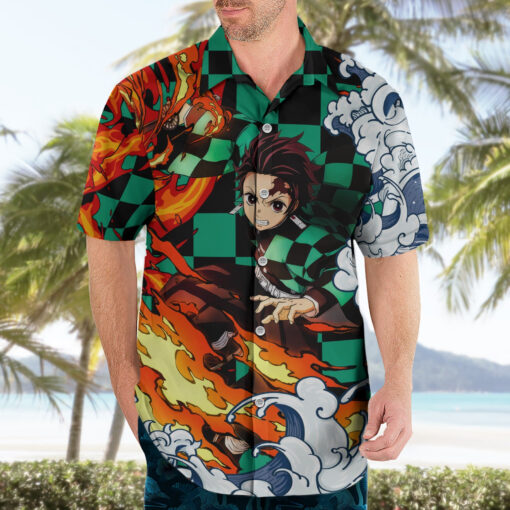 Chemise hawaïenne Tanjiro Demon Slayer Motif Japon Anime Mix – Image 3