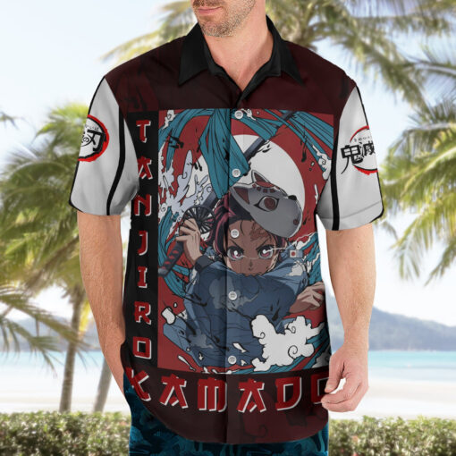 Chemise hawaïenne Tanjiro Kamado Soleil Levant Anime – Image 3