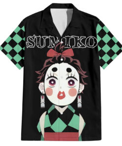 Chemise hawaïenne Tanjiro Sumiko Demon Slayer Visage Drôle