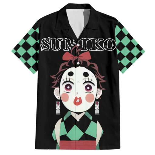 Chemise hawaïenne Tanjiro Sumiko Demon Slayer Visage Drôle