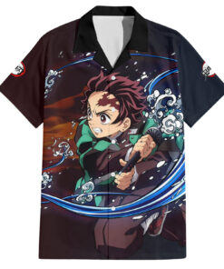Chemise hawaïenne Tanjiro Respiration de l'Eau et du Soleil Demon Slayer Anime