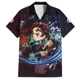 Chemise hawaïenne Tanjiro Respiration de l’Eau et du Soleil Demon Slayer Anime