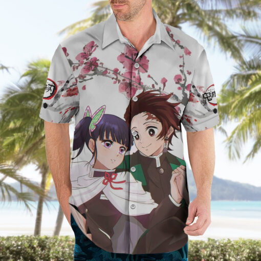 Chemise hawaïenne Tanjiro et Kanao Demon Slayer Anime – Image 3