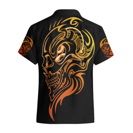 Chemise hawaïenne Tatouage Tête de Mort Visage Doré – Image 2