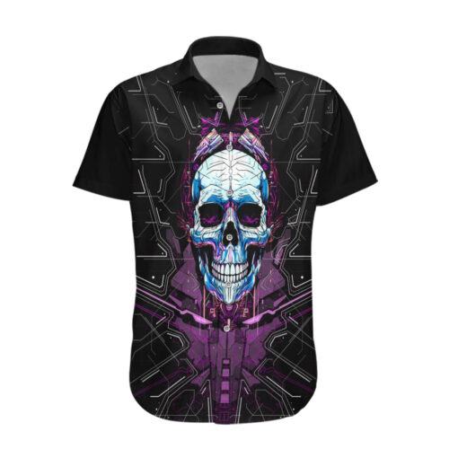 Chemise hawaïenne Tête de Mort Technologie « Je suis brut car Dieu m’a fait ainsi » – Image 2