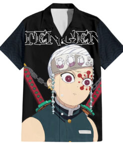 Chemise hawaïenne Tengen Uzui Visage Drôle Demon Slayer