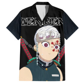 Chemise hawaïenne Tengen Uzui Visage Drôle Demon Slayer