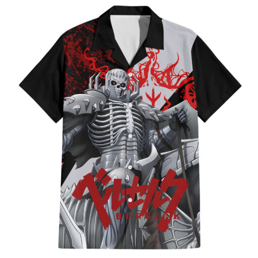 Chemise hawaïenne Chevalier Tête de Mort Berserk Sang Noir