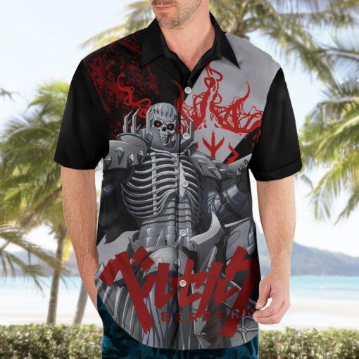 Chemise hawaïenne Chevalier Tête de Mort Berserk Sang Noir – Image 3