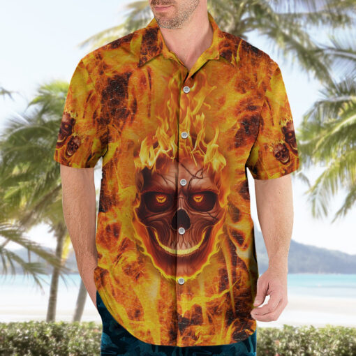 Chemise hawaïenne Trois Têtes de Mort Enflammées High On Fire – Image 3