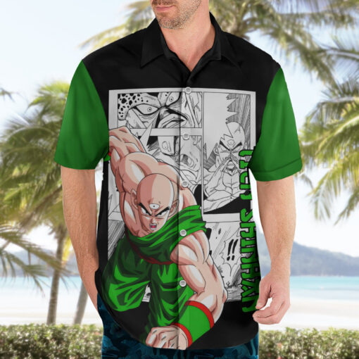 Chemise hawaïenne Tien Shinhan Dragon Ball Mix Anime Manga – Image 3