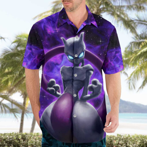 Chemise hawaïenne Trippy Cosmic Mewtwo Pokémon – Image 3