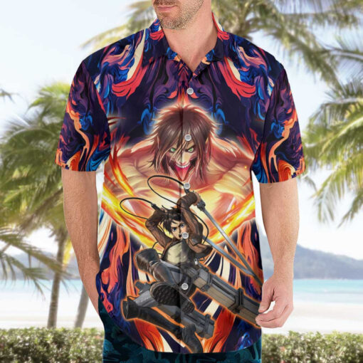 Chemise hawaïenne Trippy Eren Yeager L’Attaque des Titans – Image 3