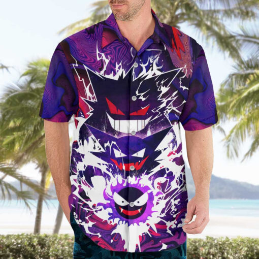 Chemise hawaïenne Trippy Ghostly Evolution Ghastly Haunter Gengar Pokémon – Image 3