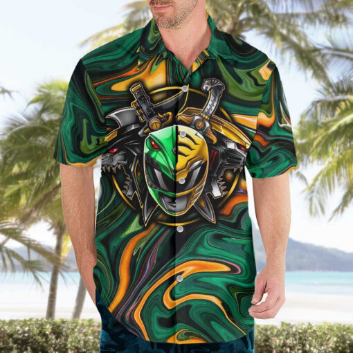 Chemise hawaïenne Trippy Green White Power Rangers – Image 3
