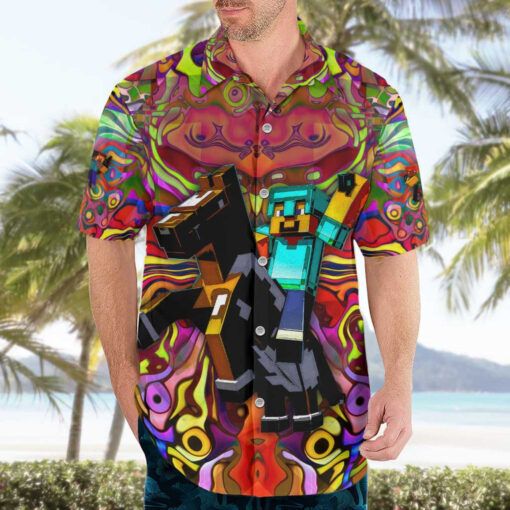 Chemise hawaïenne Trippy Minecraft – Image 3