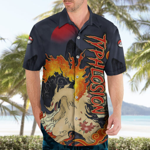 Chemise hawaïenne Typhlosion Pokémon Style Japonais – Image 3