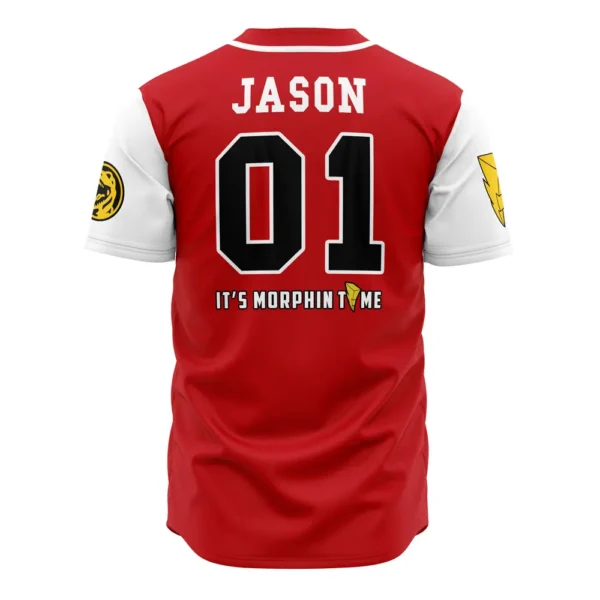 Maillot de baseball Tyrannosaures Rouges Jason Lee Scott Power Rangers – Image 2