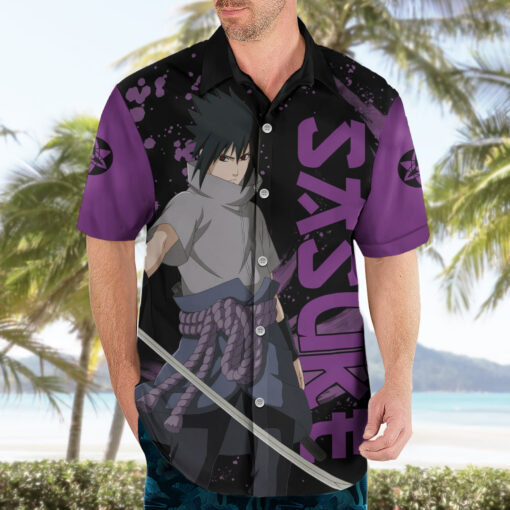 Chemise hawaïenne Uchiha Sasuke Sharingan Naruto – Image 3