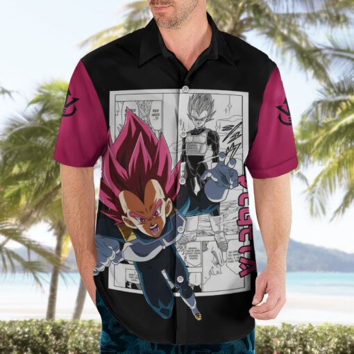 Chemise hawaïenne Vegeta Dieu Dragon Ball Mix Manga – Image 3