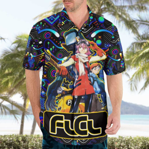 Chemise hawaïenne Vibing FLCL Couleurs Abstraites – Image 3