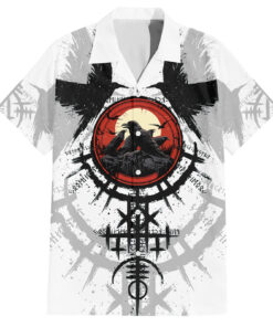Chemise hawaïenne Vikings Corbeaux Fiereté Guerrière