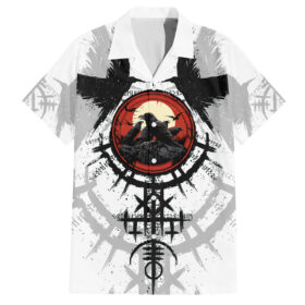 Chemise hawaïenne Vikings Corbeaux Fiereté Guerrière