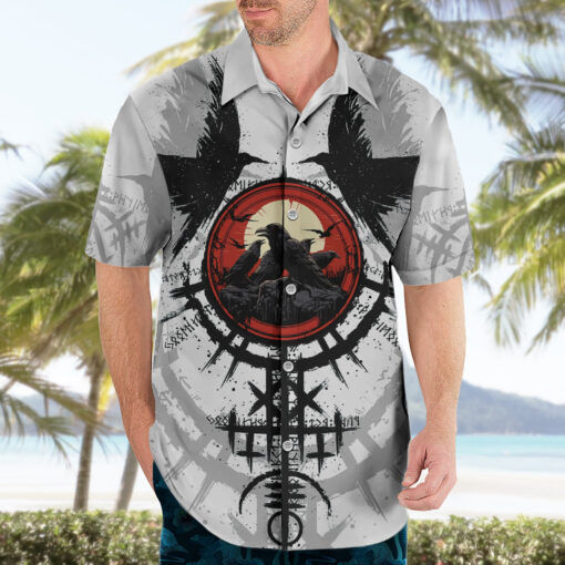 Chemise hawaïenne Vikings Corbeaux Fiereté Guerrière – Image 3