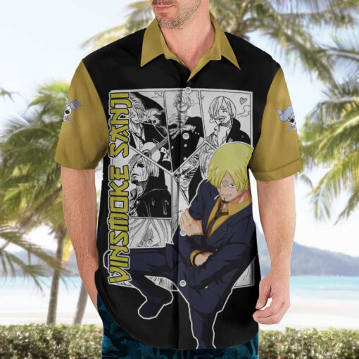 Chemise hawaïenne Vin Smoke Sanji One Piece Mix Manga – Image 3