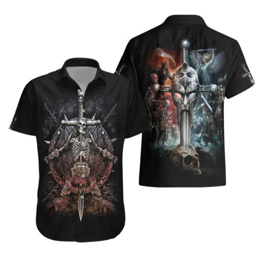 Chemise hawaïenne Guerrier Tête de Mort Viking – Image 3
