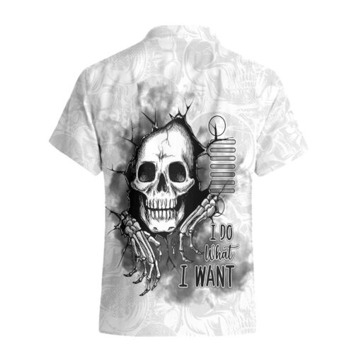 Chemise hawaïenne Jeep Blanche Tête de Mort Je Fais Ce Que Je Veux