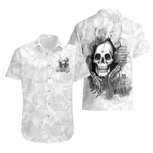 Chemise hawaïenne Jeep Blanche Tête de Mort Je Fais Ce Que Je Veux – Image 3
