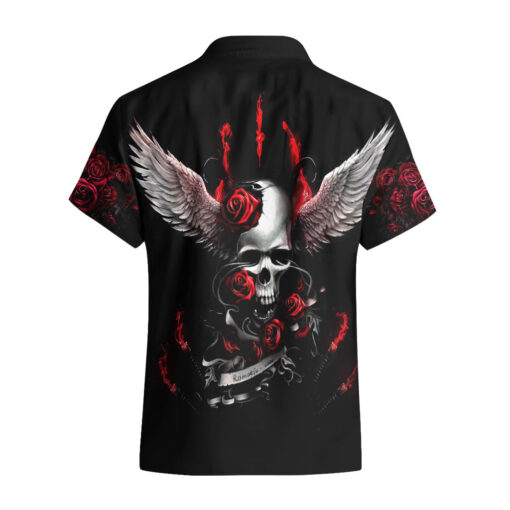 Chemise hawaïenne Ailes Tête de Mort Rose Romantique – Image 2