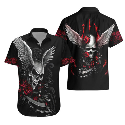 Chemise hawaïenne Ailes Tête de Mort Rose Romantique – Image 3
