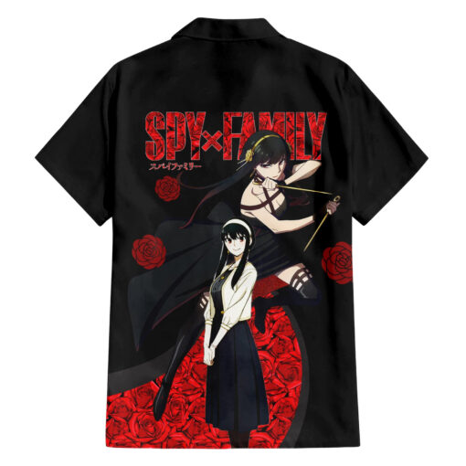 Chemise hawaïenne Yor Forger SpyxFamily Noire et Roses – Image 2