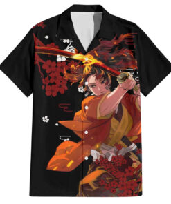 Chemise hawaïenne Yoriichi Tsugikuni Demon Slayer Motif Texte