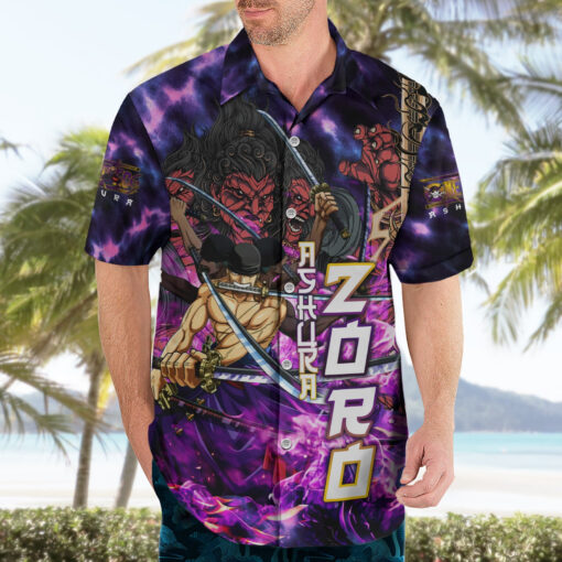 Chemise hawaïenne Zoro Kiki Kyutoryu One Piece Style Ashura – Image 3