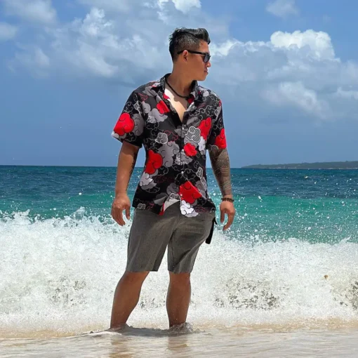 Chemise hawaïenne Aloha Noire Akatsuki – Image 3