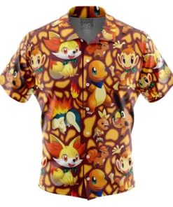 Chemise hawaïenne Type Feu Starters Pokémon