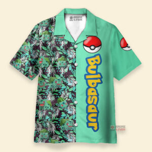 Chemise Hawaïenne Pokemon Bulbizarre Vert
