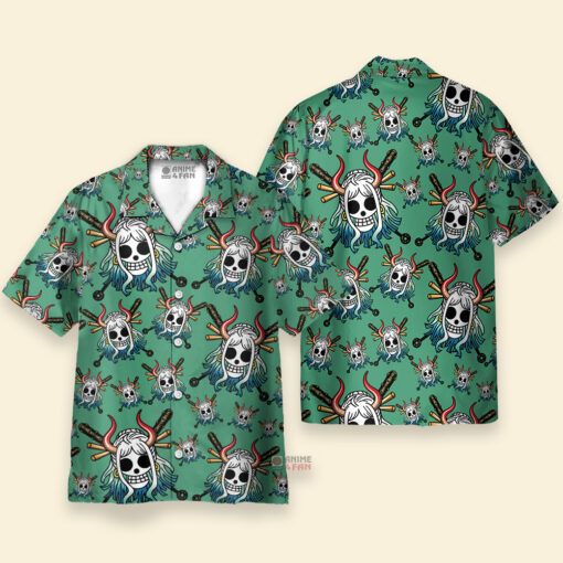 Chemise Hawaïenne One Piece Yamato Jolly Roger Vert – Image 3