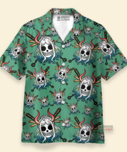 Chemise Hawaïenne One Piece Yamato Jolly Roger Vert
