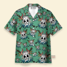 Chemise Hawaïenne One Piece Yamato Jolly Roger Vert
