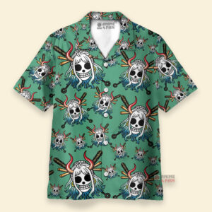 Chemise Hawaïenne One Piece Yamato Jolly Roger Vert