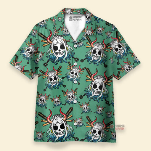 Chemise Hawaïenne One Piece Yamato Jolly Roger Vert