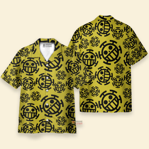 Chemise Hawaïenne One Piece Trafalgar Law Jolly Roger Jaune – Image 3