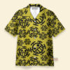 Chemise Hawaïenne One Piece Trafalgar Law Jolly Roger Jaune