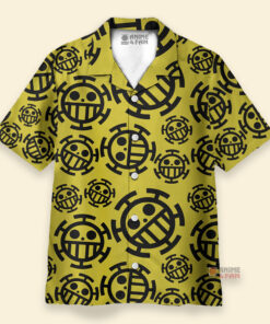 Chemise Hawaïenne One Piece Trafalgar Law Jolly Roger Jaune