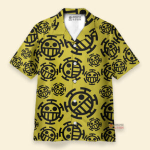 Chemise Hawaïenne One Piece Trafalgar Law Jolly Roger Jaune