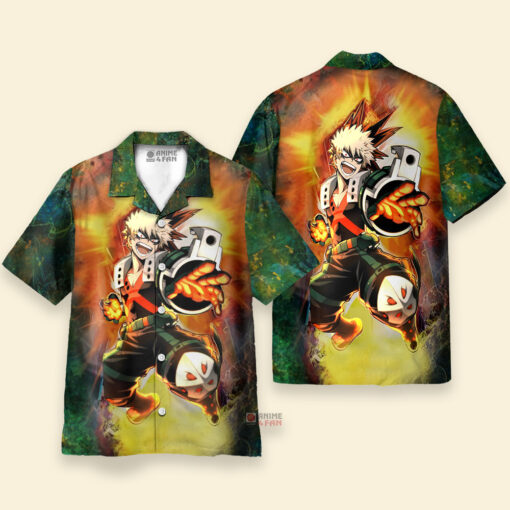 Chemise Hawaïenne My Hero Academia Combattant Bakugo flamboyant – Image 3